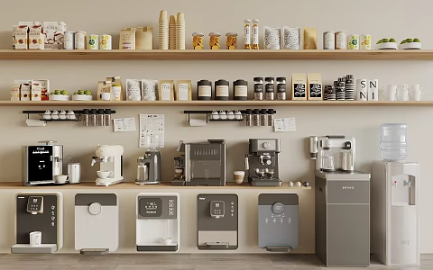 Water dispenser coffee machine wall hanging water dispenser coffee supplies vertical water dispenser kitchen supplies combination 3d model