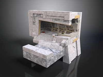 Modern Stone Architecture With Geometric Structure And Layered Design Elements 3d model