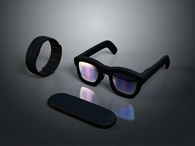 Black Wristband Smart Glasses And Phone Case Electronic Accessories Set 3d model