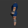 Headless 3D Character Models In Blue Jumpsuit With Mechanical Arms Weapons And Dynamic Pose