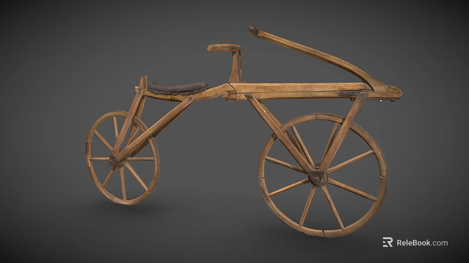 Vintage Wooden Bicycle With Primitive Two Wheels Structure And Simple Design 3d model 