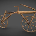Vintage Wooden Bicycle With Primitive Two Wheels Structure And Simple Design