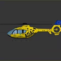 Bright Yellow Helicopter With Rotors Blue Tail Rotor And Landing Gear