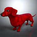 Red Dachshund 3D Model Standing with Detailed Features on Gray Background 3d model