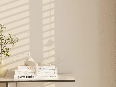 Minimalist Decorative Ornament Combination With Stacked Books And Sunlight Shadows On Light Textured Background 3d model