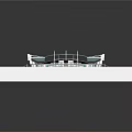 Modern Football Stadium 3D Model With Green Lawn Blue Stands And White Roof Structures