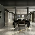 Modern Dining And Living Room Interior With Dining Table Chairs And Pendant Lighting