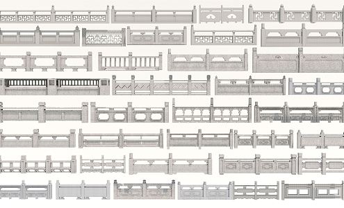 Chinese Guardrail Stone Railing Stone Railing Stone Railing Stone Railing Stone Railing Marble Railing Fence 3d model