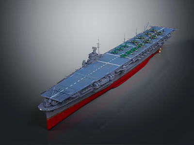 Modern Aircraft Carrier With Aircraft On Flight Deck Gray Hull And Red Bottom Design 3d model