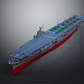 Modern Aircraft Carrier With Aircraft On Flight Deck Gray Hull And Red Bottom Design