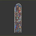 Colorful Stained Glass Window With Religious Figures And Intricate Patterns