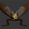 Realistic 3D Model of Copper Colored Flying Insect with Transparent Wings Antennae and Legs
