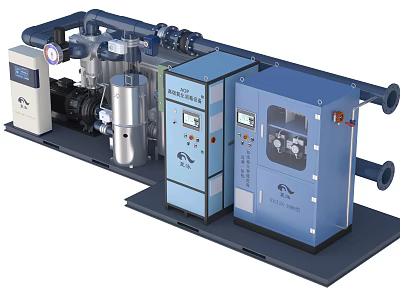 Industrial Compression System with Control Panels Pipes and Motors for Efficient Operation 3d model