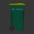 Green Trash Can With Yellow Lid Wheel And Los Angeles Label
