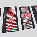 Decorative Road Facilities With Red Hearts LOVE Letters And Striped Patterns 3d model