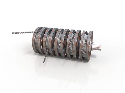 Mechanical Gear Assembly With Stacked Metal Gears Central Shaft And Toothed Structure 3d model