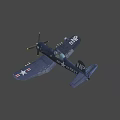 Dark Blue Military Airplane With US Navy Stars NP Tail Marking And Bombs Under Wings