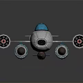 Futuristic Passenger Aircraft With Silver Body Blue Cockpit And Red Engines