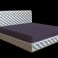 Double Bed With Quilted White Headboard Footboard And Purple Mattress