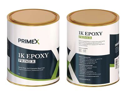 Primex IK Epoxy Primer Cans With Product Labels And Packaging Details 3d model