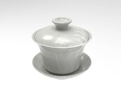 Ceramic Tea Set With Lid And Saucer For Minimalist Daily Use 3d model