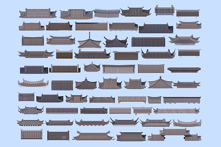 Chinese Eaves Building Roof Style Ancient Building Eaves Flying Ridge Eaves Line 3d model