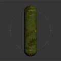 Green Rusted Cylindrical Flammable Liquid Storage Tank Industrial Equipment on Metal Stands