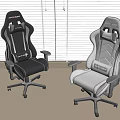 Black And Gray Racing Pro Gaming Chairs With Adjustable Seats And Wheels
