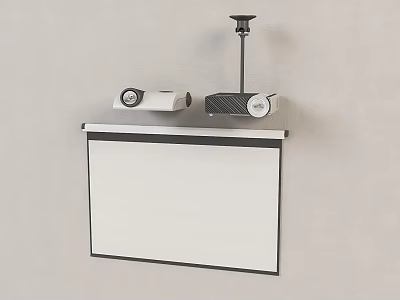 Inflatable Projection Screen Wall Mounted Setup With Projector And Bracket 3d model