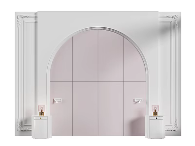 Bedroom Arched Pink Accent Wall With Side Tables And Lamps 3d model Bedroom Arched Pink Accent Wall With Side Tables And Lamps 3d model