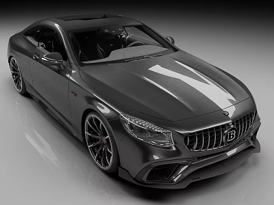 Modified Luxury Coupe Car With White Stripe And Brabus Elements 3d model
