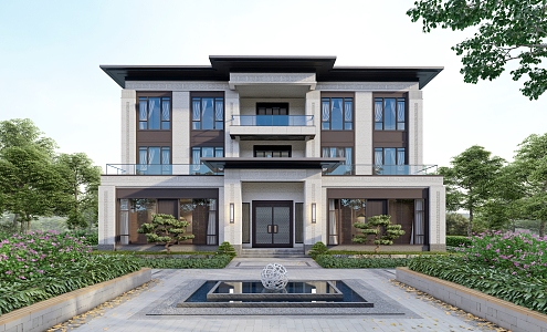 New Chinese style single-family villa 3d model