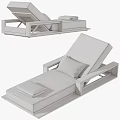 Stylish Lounge Chair With Wooden Frame Black White Cushions Pillow And Towel