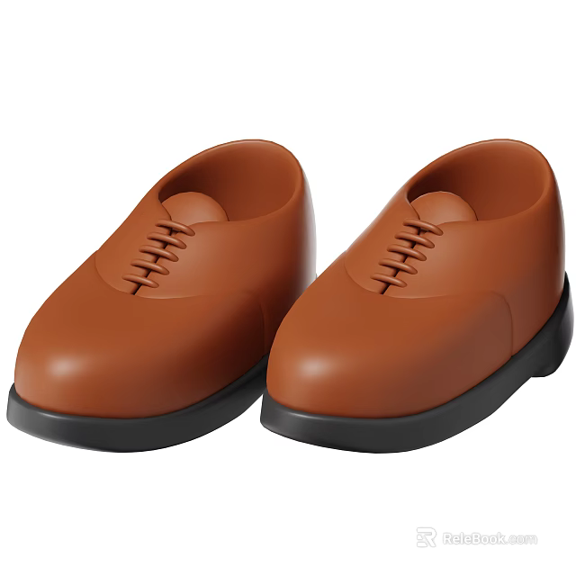 Brown Lace Up Casual Shoes with Black Soles and Simple Classic Design 3d model 