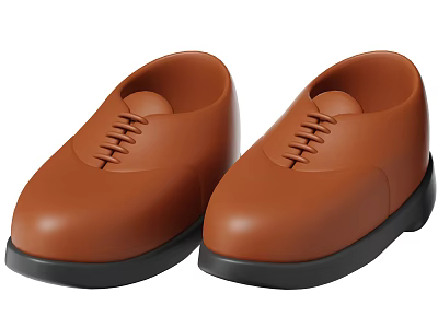 Brown Lace Up Casual Shoes with Black Soles and Simple Classic Design 3d model
