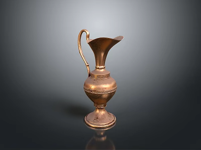 Decorative Copper Vase With Handle And Ornate Base Design For Home Decor 3d model