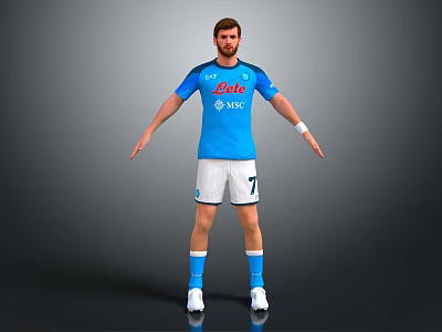 Professional Football Sports Equipment With Blue Jersey White Shorts Socks And Cleats 3d model