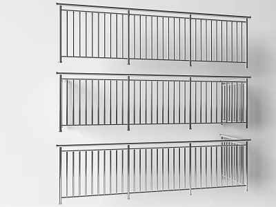 Sturdy Metal Fence With Vertical Bars And Multiple Design Styles For Outdoor Use 3d model