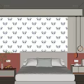 Cute Kids Room Interior With Panda Wallpaper Pink White Walls Bed Small Bicycle Plant And Lamp Decor