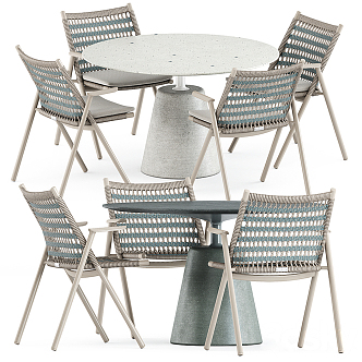 Modern Outdoor Table and Chair Outdoor Rattan Casual Table and Chair 3d model