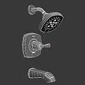 Modern Chrome Shower Faucet Set With Showerhead Control Knob And Handheld Sprayer