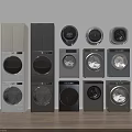 Modern Washing Machines In Black Silver With Stackable And Front Loading Designs 3d model