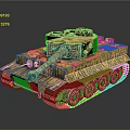 Military Tank With Camouflage Pattern Armored Structure Cannon And Tracks Features 3d model