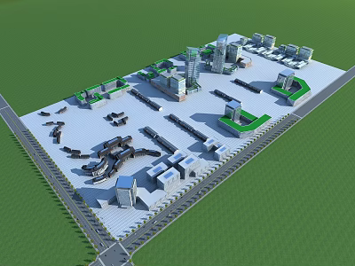 Modern office building office area 3d model