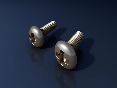 Hardware Tools Stainless Steel Cross Recessed Round Head Screws With Shiny Surface 3d model