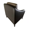 Stylish Modern Accent Chair With Gray Fabric Upholstery And Black Leather Armrests