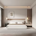 Modern Minimalist Bedroom Interior With Platform Bed Pendant Lights And Neutral Rug
