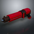 Detailed Red Futuristic Mechanical Weapon With Metallic Barrel And Modern Design