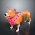 Cute Orange Dog With Pink Polka Dot Bandana And Brown Clover Backpack