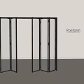 Modern Poliform Folding Door With Black Frame And Clear Glass Panels